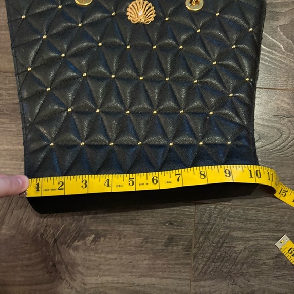 Vintage purse Victorian coffin style purse quilted black leather goth dark - Picture 11 of 14